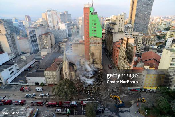 View of building collpsed in Sao Paulo, Brazil, on 2 May 218. Firefighter Captain Marcos Palumbo confirmed three more officially missing victims...