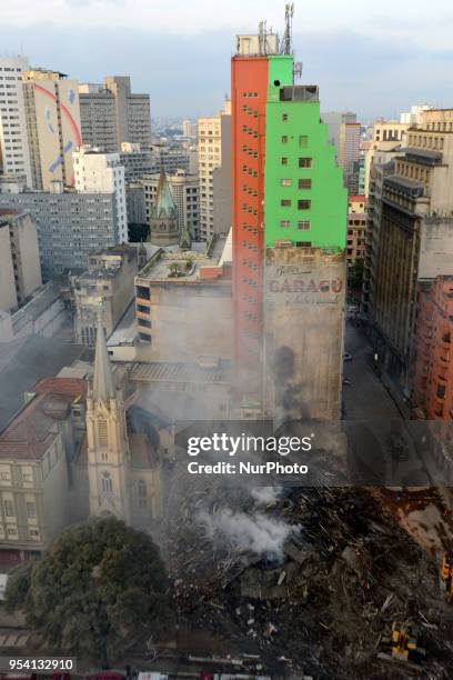 View of building collpsed in Sao Paulo, Brazil, on 2 May 218. Firefighter Captain Marcos Palumbo confirmed three more officially missing victims...