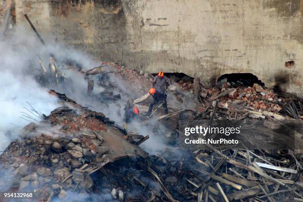 View of building collpsed in Sao Paulo, Brazil, on 2 May 218. Firefighter Captain Marcos Palumbo confirmed three more officially missing victims...