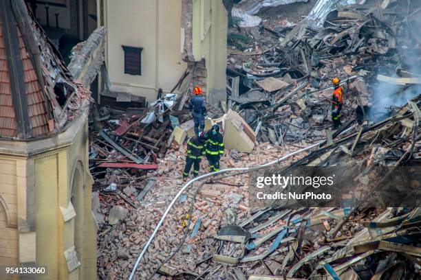 View of building collpsed in Sao Paulo, Brazil, on 2 May 218. Firefighter Captain Marcos Palumbo confirmed three more officially missing victims...