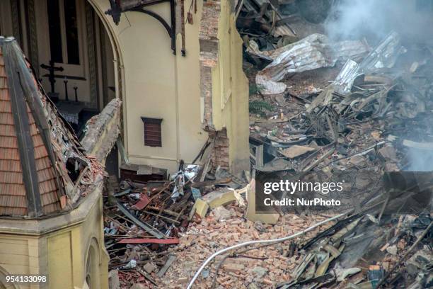 View of building collpsed in Sao Paulo, Brazil, on 2 May 218. Firefighter Captain Marcos Palumbo confirmed three more officially missing victims...