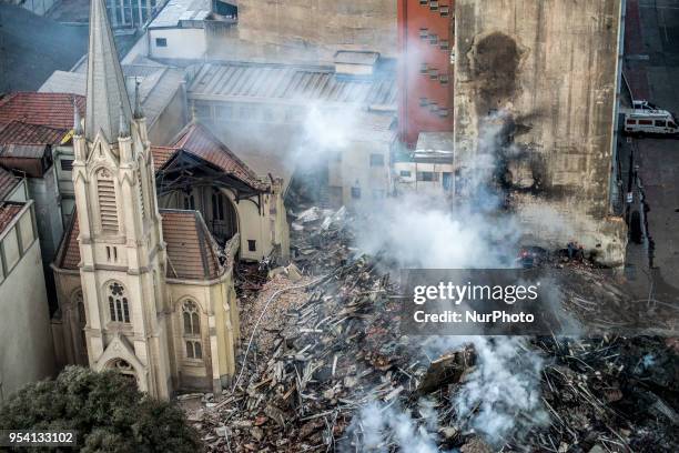 View of building collpsed in Sao Paulo, Brazil, on 2 May 218. Firefighter Captain Marcos Palumbo confirmed three more officially missing victims...