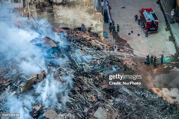 View of building collpsed in Sao Paulo, Brazil, on 2 May 218. Firefighter Captain Marcos Palumbo confirmed three more officially missing victims...