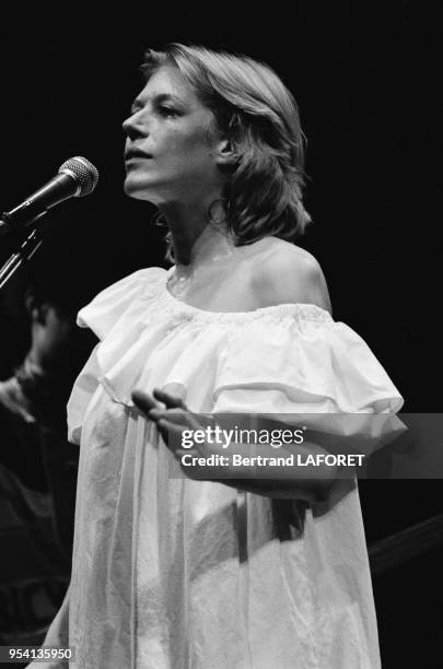 Marianne Faithfull en concert à l'Olympia à Paris le 2 juin 1982, France.