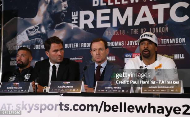 Tony Bellew, Eddie Hearn, Adam Smith and David Haye during the press conference at the Park Plaza, London.