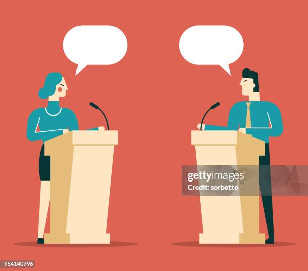 unternehmer, die eine rede auf podium - lectern stock-grafiken, -clipart, -cartoons und -symbole