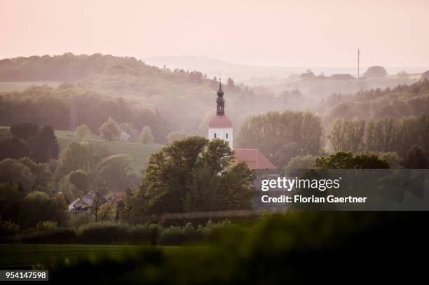 Church is pictured in the evening light on April 29, 2018 in Kunnersdorf, Germany.