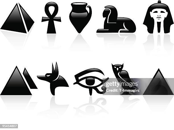 egypt icons - papyrus reed stock illustrations