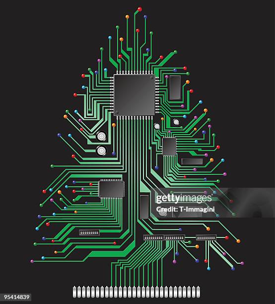 circuit christmas tree - capacitors stock illustrations