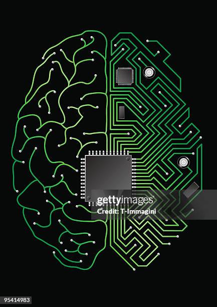 digitale gehirn - sensorischer impuls stock-grafiken, -clipart, -cartoons und -symbole