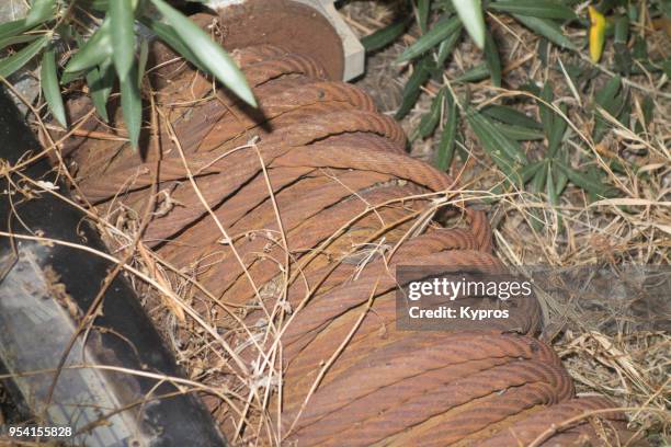 europe, greece, view of heavy duty hydraulic winch - torque wrench stock pictures, royalty-free photos & images