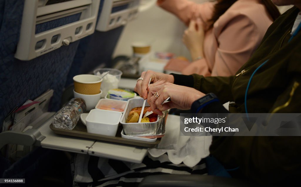 In Flight Meal - Enjoying breakfast