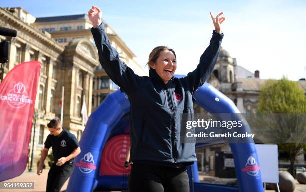 Former England captain Charlotte Edwards during the Cricket World Cup 2019 Volunteers Launch event at Victoria Square on May 3, 2018 in Birmingham,...