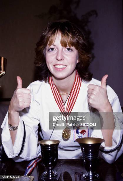 Sophie Berger, championne du monde de karaté, le 4 décembre 1982, France.