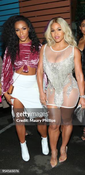 Amina Buddfly and Rosa Acosta arrive at Murano official Ciroc Summer Colada Release hosted by Justin Combs on May 1, 2018 in West Hollywood,...
