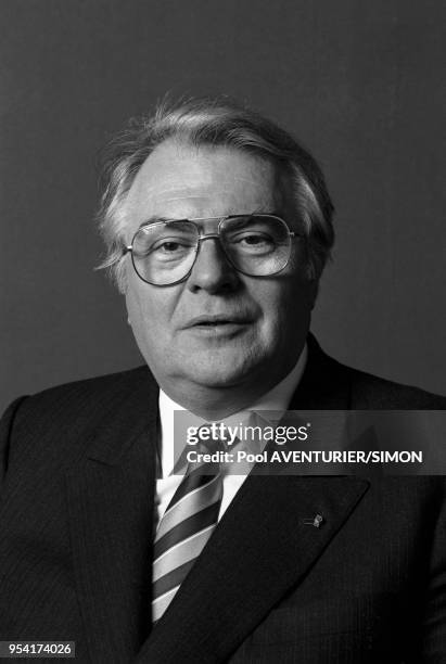 Pierre Mauroy lors du congrès du parti socialiste à Lille le 5 avril 1987, France.