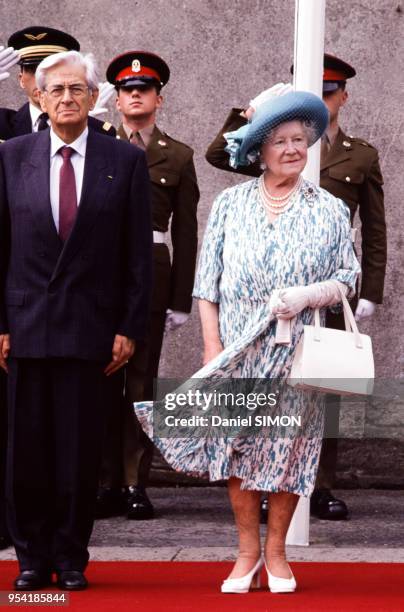 La reine-mère Elizabeth le 6 juin 1989 à Bayeux, France.