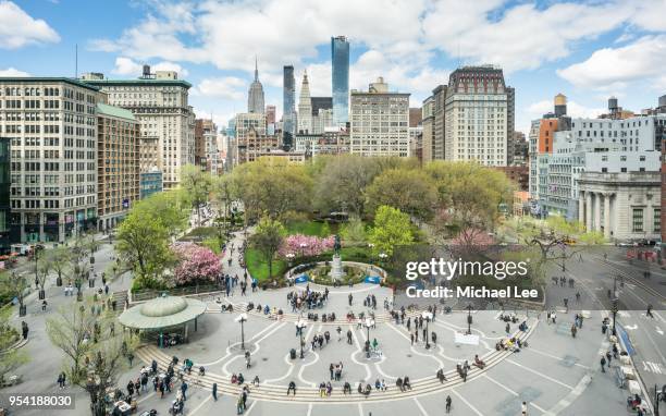 union square park - new york - union square new york city stockfoto's en -beelden