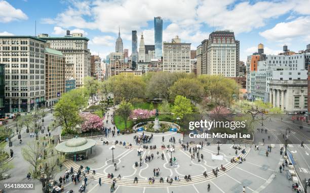 union square park - new york - aerial courtyard stock pictures, royalty-free photos & images