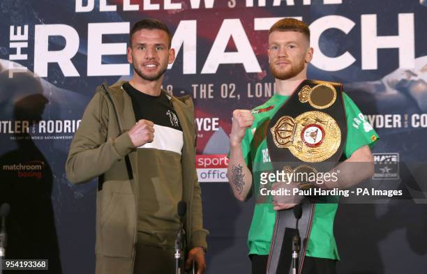 Martin Ward and James Tennyson during the press conference at the Park Plaza, London. PRESS ASSOCIATION Photo. Picture date: Thursday May 3, 2018....