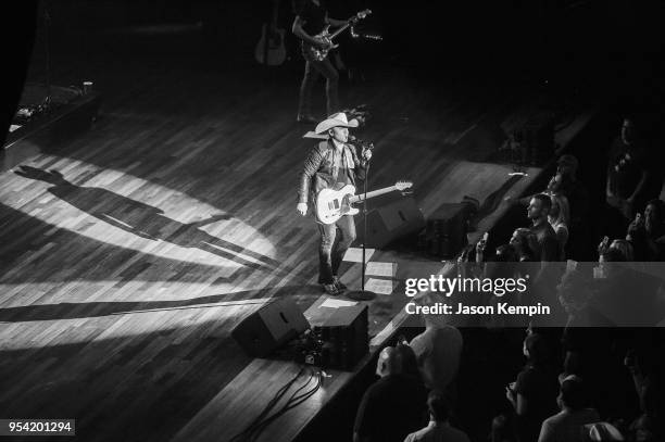Country artist Justin Moore performs at Ryman Auditorium on May 2, 2018 in Nashville, Tennessee.