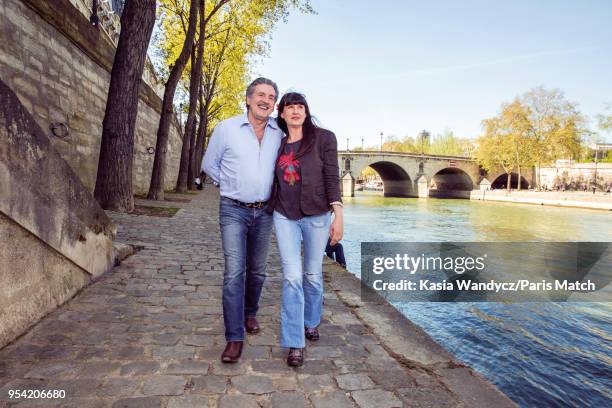 Actor Daniel Auteuil is photographed with his wife Aude for Paris Match on April 19, 2018 in Paris, France.