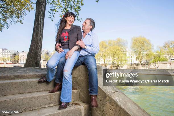 Actor Daniel Auteuil is photographed with his wife Aude for Paris Match on April 19, 2018 in Paris, France.