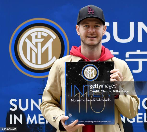 Alessandro Cattelan poses for a photo during the FC Internazionale training session at the club's training ground Suning Training Center in memory of...
