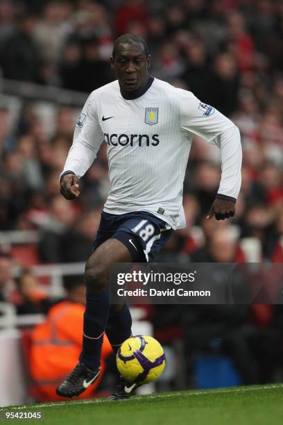 Emile Heskey of Aston Villa in action during the Barclays Premier League match between Arsenal and Aston Villa at the Emirates Stadium on December...