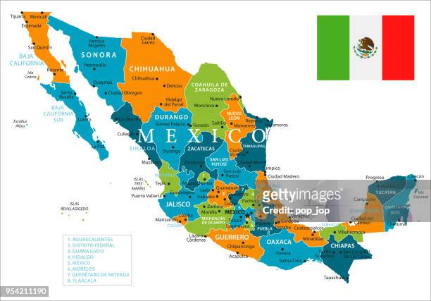 map of mexico - vector - ciudad juarez stock illustrations