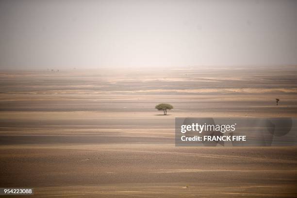 General view show sand dunes during Stage 5 of the 13th edition of Titan Desert 2018 mountain biking race around Merzouga in Morocco on May 3, 2018....