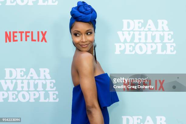Yaya DaCosta attends the "Dear White People" Season 2 Special Screening on May 2, 2018 in Hollywood, California.
