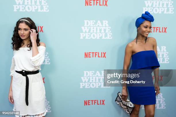 Ronni Hawk and Yaya DaCosta attend the "Dear White People" Season 2 Special Screening on May 2, 2018 in Hollywood, California.