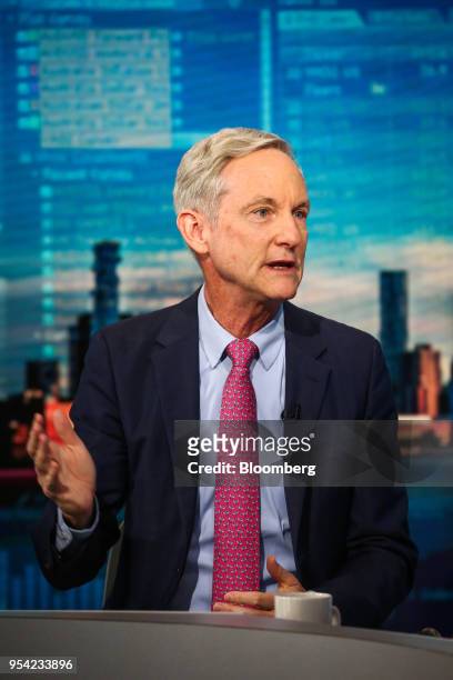 Tom Leighton, chief executive officer and co-founder of Akamai Technologies Inc., speaks during a Bloomberg Television interview in New York, U.S.,...