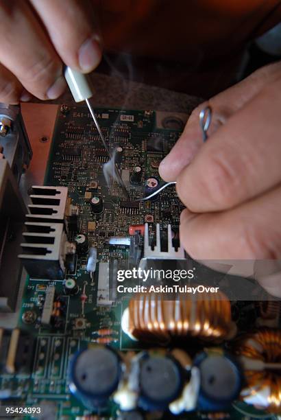 weichlöten - lötkolben stock-fotos und bilder