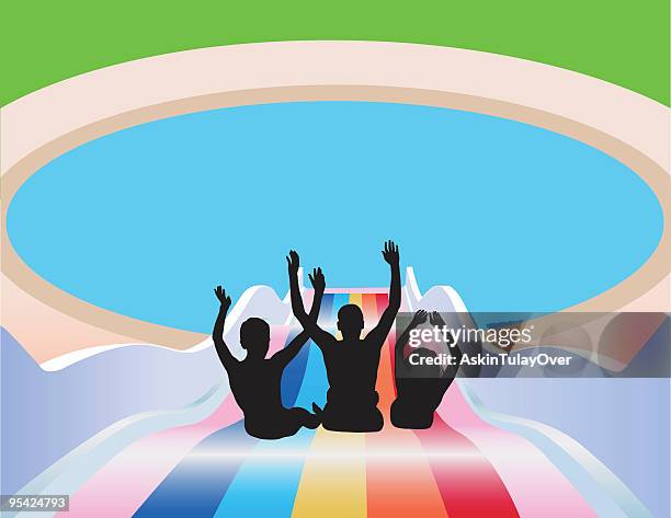 water slide - pool side stock illustrations