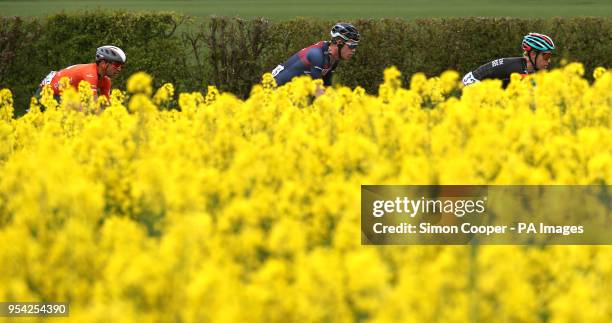 General view of the peloton in the Men's Race during day one of the Tour de Yorkshire from Beverley to Doncaster.