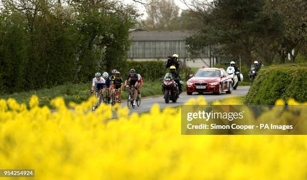 General view of the peloton in the Men's Race during day one of the Tour de Yorkshire from Beverley to Doncaster.