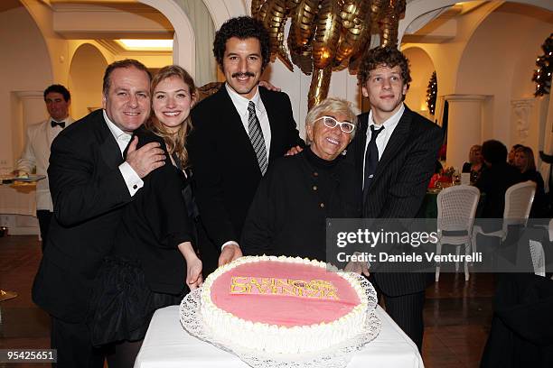 Pascal Vicedomini, Imogen Poots, Francesco Scianna, Lina Wertmuller and Jesse Eisenberg attend the first day of the 14th Annual Capri Hollywood...