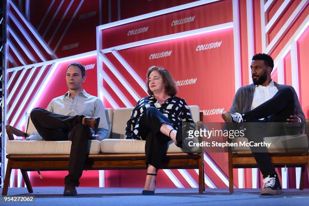 Louisiana , United States - 3 May 2018; From left, Chris Barton, Founder, Shazam with Rosemarie Ryan, Co-Founder & CEO, Co:Collective, Ryan Mundy,...