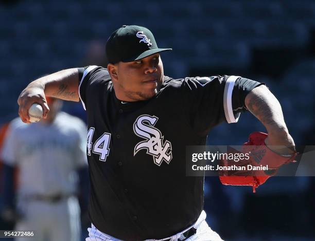 Bruce Rondon of the Chicago White Sox pitches against the Seattle Mariners at Guaranteed Rate Field on April 25, 2018 in Chicago, Illinois. The...