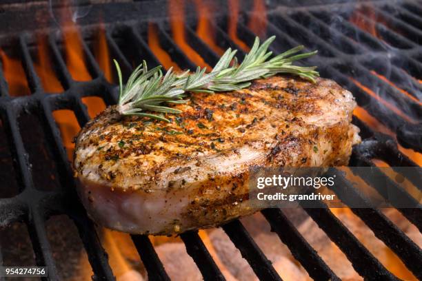 grilled pork chop for ketogenic diet - bbq smoker stock pictures, royalty-free photos & images