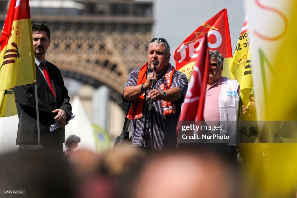 Railway Workers Protest In Paris