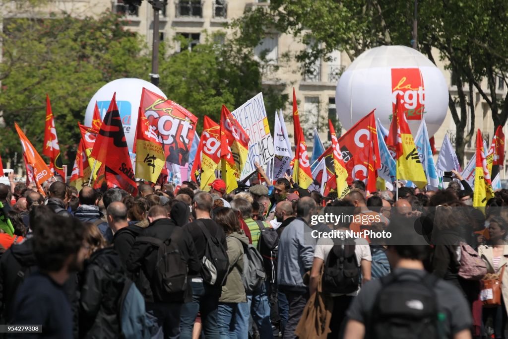 Railway Workers Protest In Paris