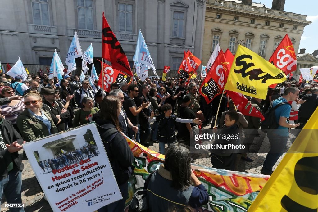 Railway Workers Protest In Paris