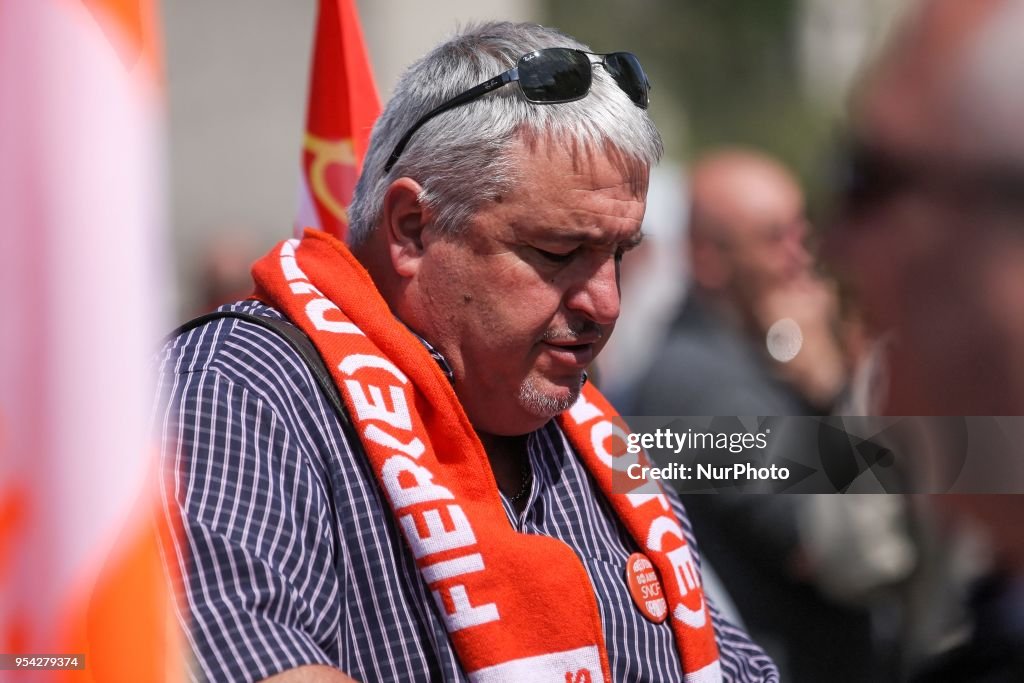 Railway Workers Protest In Paris