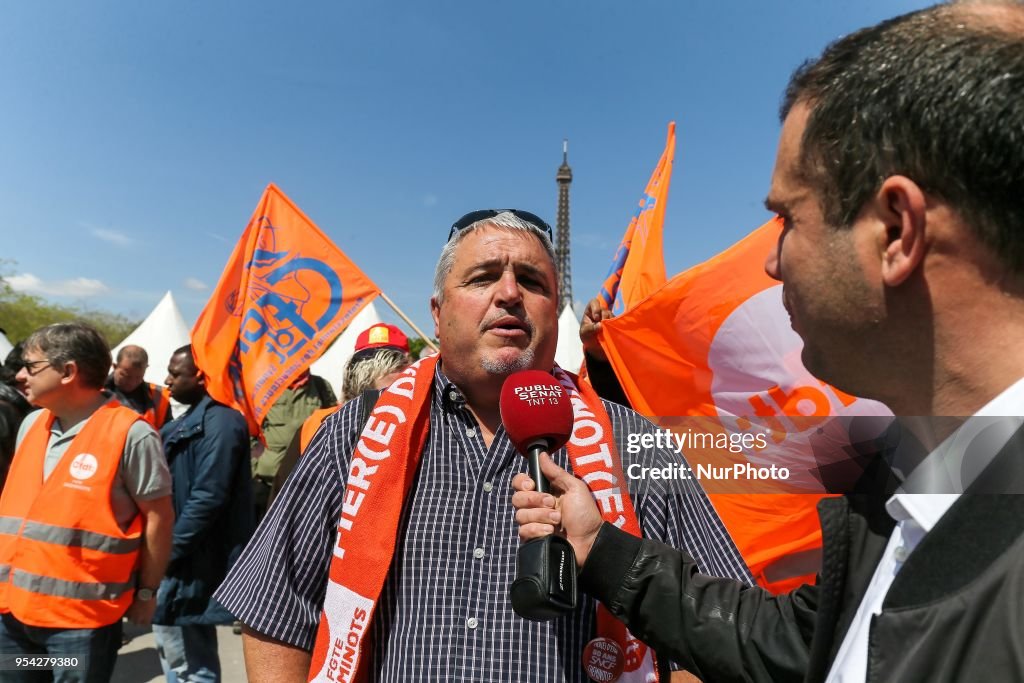 Railway Workers Protest In Paris