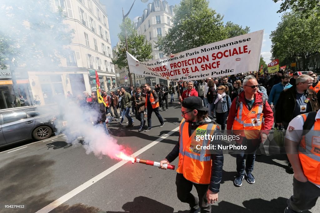 Railway Workers Protest In Paris