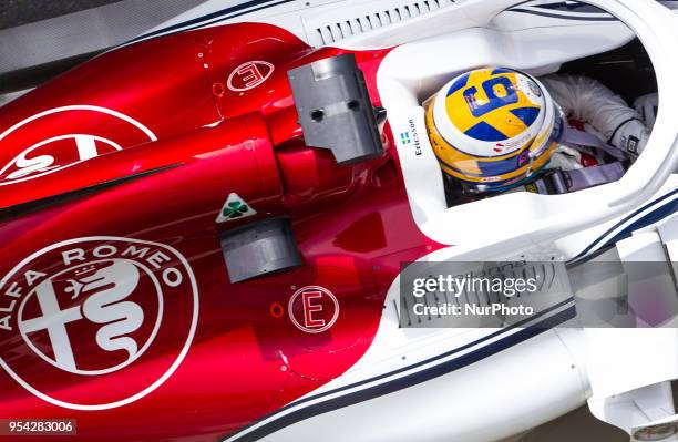 Marcus Ericsson of Sweden and Alfa Romeo Sauber F1 Team driver goes during the practice session at Azerbaijan Formula 1 Grand Prix on Apr 27, 2018 in...