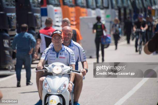 Xavier Simeon of Belgium and Reale Avintia Racing rides the scooter in paddock during the MotoGp of Spain - Previews at Circuito de Jerez on May 3,...